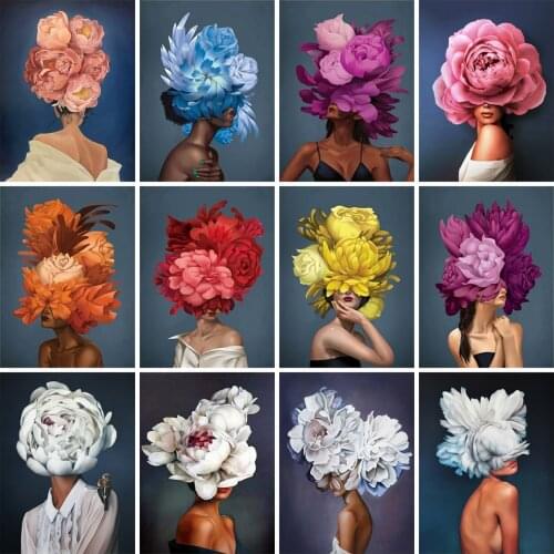 EverShine DIY Diamond Embroidery Peony Cross Stitch Diamond Painting Flowers Picture Rhinestones Girl Mosaic Art New Arrivals