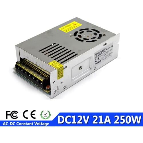 Single Output Switching power supply DC12V 21A 250W Power Source 110V 220V AC to DC12V LED Driver Adapter for LED Strip light