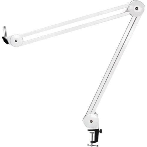 JABS Microphone Stand Adjustable Suspension Boom Arm with Built-in Spring for Voice Recording White