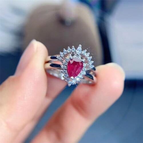 New shop promotion natural ruby lady ring color good 925 Silver Mosaic explosion recommended
