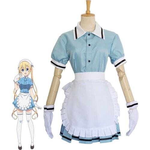 Eraspooky Halloween Costume Adult Blend S Hinata Kaho Cosplay Blue Maid Uniform Anime Japan Cosplay Women Bavarian Costume