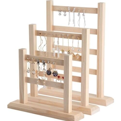 Creative Wood Earring Stand Ear Stud Holder Jewelry Display Rack Necklace Pendants Stand Jewelry Storage Organizer Display Props