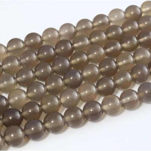 Natural Grey Agate Onyx Fine Gemstone 4 6 8 10 12mm Round Loose Bead DIY Accessoies for Necklace Bracelet Earring Jewelry Making