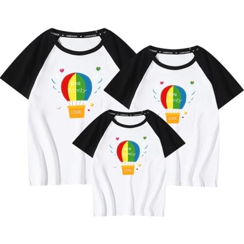Summer Baby Clothes Print Cotton T-shirt Family Vacation Tees BlackWhite T Shirt Casual Short Sleeve Women Boys Streetwear