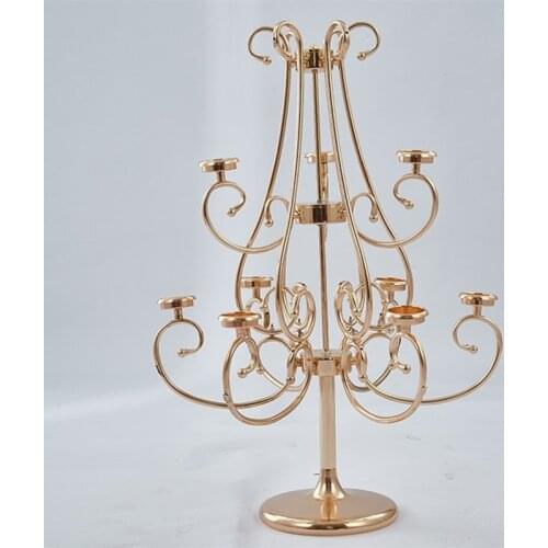 Metal Candelabra 9 Arms Candle Holders Flowers Stands Wedding Table Centerpieces Road Lead Christmas For Home Party Decoration