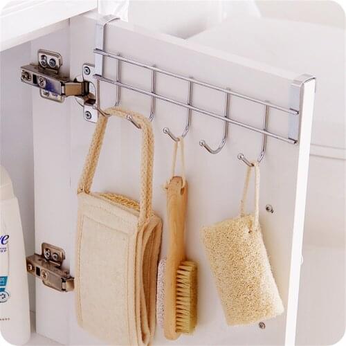 Over The Door 5 Hooks Metal Hook Up For Kitchen Door Hanger Coat Towel Hanger Cabinet Hook Stainless Steel Kitchen Tools