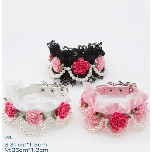 Cute Floral Dog Cat Collar Lace Necklace For Pet Wedding Accessories Collars For Perros Jeweled Pets Products