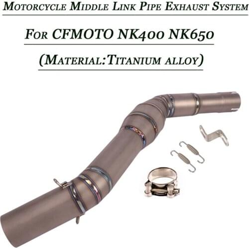 Motorcycle Titanium alloy Middle Link Pipe Lossless Connect 51mm Header Exhaust Muffler Tubes Silp on for CFMOTO NK650 NK400