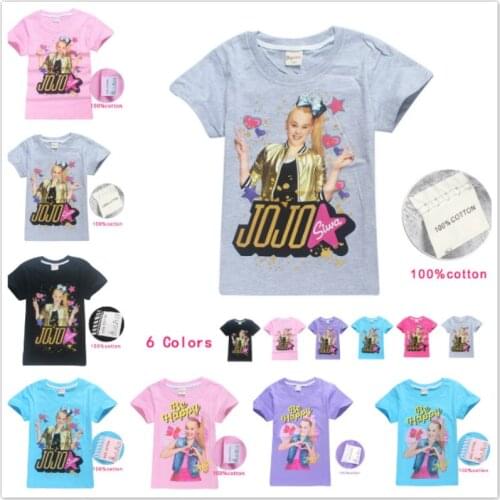 New Arrival Cotton JOJO SIWA Girl T Shirts Summer Short Sleeve Tshirt for Kid Baby Girl Tees Teens Tops Children Clothes Costume