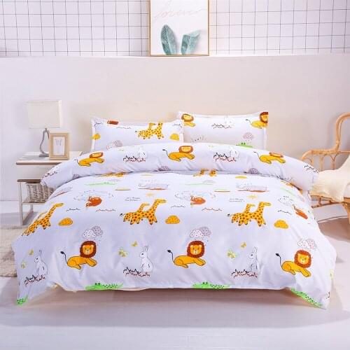 Missjian New Modern Bedclothes Sheet,Pillowcase Duvet Cover Sets Zoo Monkey,Lion,Bunny Comforter Bedding Sets King Kids Bed