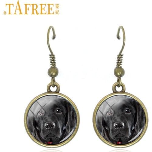 TAFREE new black dog women dangle earrings jewelry jack russell boxer bulldog springer cocker spaniel pendant drop earrings DG23