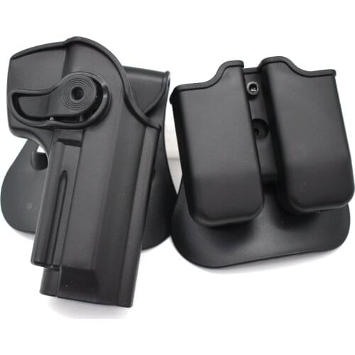 Hunting Defense Retention Rihgt Hand Gun Holster Tactical Pistol Holster for Glock 17 19 22 23 Beretta M9 9mm Magazine Pouch