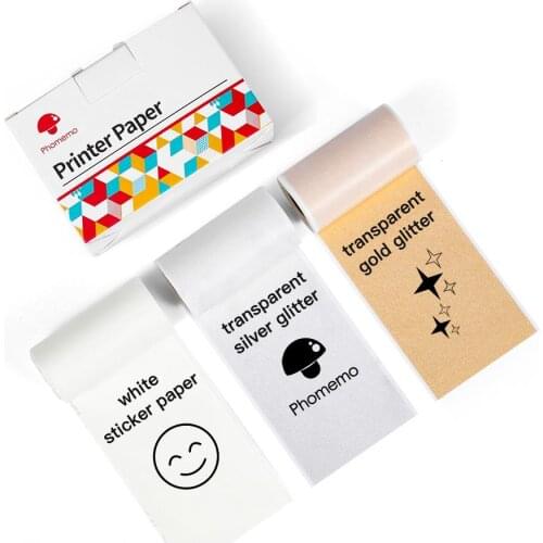 Phomemo 3 Rolls Mixed Gold Sparkle/Silver Sparkle/Regular Sticker Thermal Paper For Phomemo M02 Series Printer