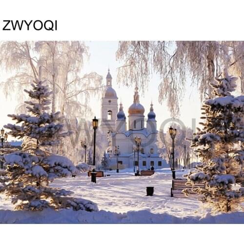 Full Round Diamond embroidery castle Snow scene 5DDIY Diamond painting Cross stitch Full Square Diamond mosaic castle Snow scene