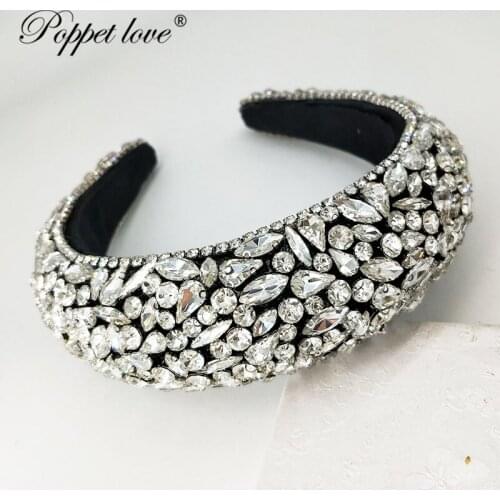 Big Velvet Hairbands Sponge Crown,Head Chain Handmade Hairhoop For Women, Tiaras And Crowns Thick Headband for Girlsspecia