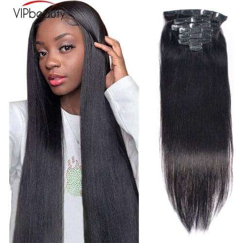 Straight Hair Clip In Human Hair Extensions 8pcs/set 120g 100% Remy Human Hair Clip In Hair Extensions Full Head VIPbeauty