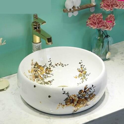 Jingdezhen Basin Waist Drum round Washbasin Ceramic Household Basin Toilet European Art oval ceramic Wash basin bathroom sink