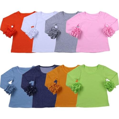 Shirts for teenage girls solid color kids fashion girl 2020 fall toddler tshirts white pink cute cotton knitted12m-8t