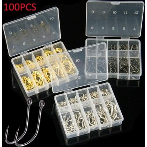 100pcs 3-12 Fishing Hooks Carp Fishhooks Barbed Hooks Silver Black Gold Freshwater Jigging Bait Carp Fishing Hook Tackle