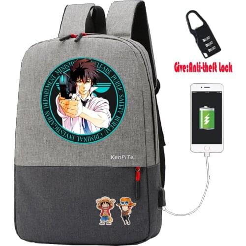 Anime Psycho-Pass backpack Men Women Travel Laptop backpack teenagers Shoulder Bag School bookbag with Anti-theft USB Charging