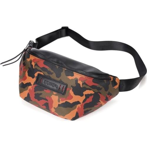 Man Street Camouflage leather Small Crossbody Chest Bag Mens Single Shoulder Messenger Bag Motorcycle Fanny Pack Waist Bag 2021