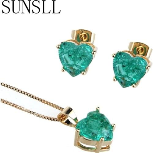 SUNSLL New Designed Gold Copper Multicolors Cubic Zirconia Delicate Bridal Wedding Necklace/Earrings Jewelry Feminina Gift Party