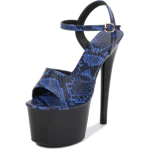 Sandalias Womens Sandals Ladies Pumps PU Buckle 16CM Thin High Heels Open Toed waterproof platform Serpentine womens shoes 2020