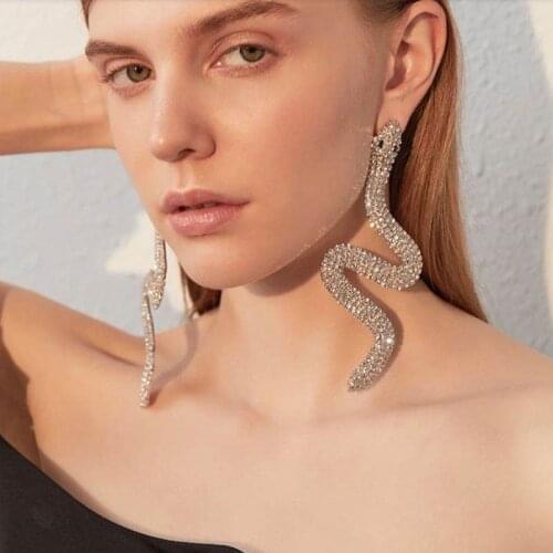 Retro shiny crystal Snake Earrings exquisite women fashion accessories luxury wedding party dress Earrings accessories