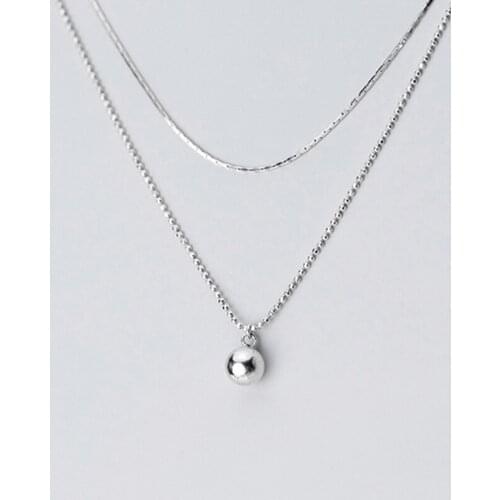 MLKENLY Genuine 925 sterling silver Korean fashion simple beads temperament double clavicle chain sweater accessories for women