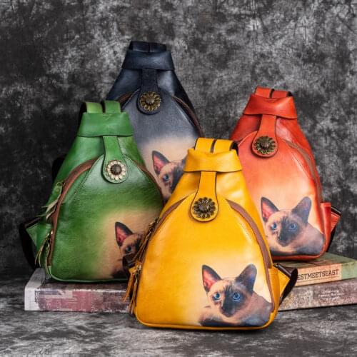 Retro Style Women Backpack Quality Vegetable Tanned Cowhide Soft Vintage Backpacks for School Teenagers Girls Mochilas 2021 New