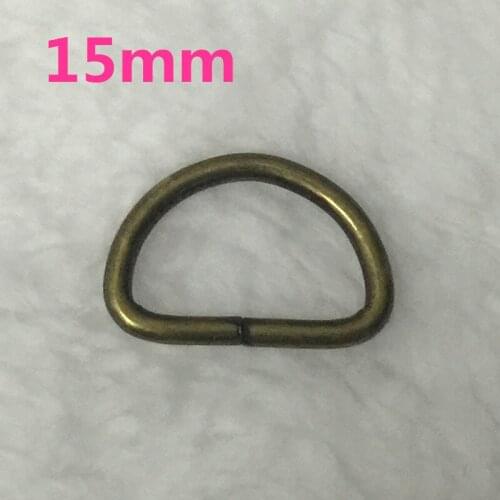 100PCS/LOT 15mm Silver Bronze Gunmetal type D ring Connection iron metal shoes bags Buckles DIY Accessory