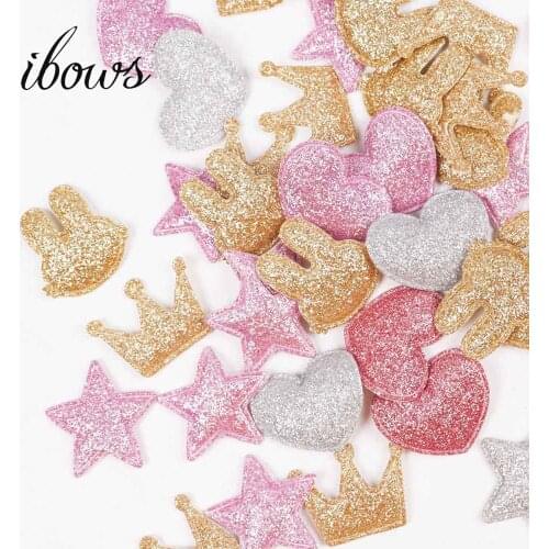 100pcs/bag Glitter Patches Crown Rabbit Heart Pattern Cute Patch Apparel Sewing Material Patches For Clothing Garment Decorative