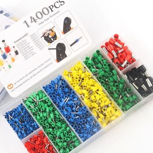 1400PCS Cable Wire Connector Electrical Tube Terminals Multiple box styles Pre-Insulated Crimping Sleeve terminal suit