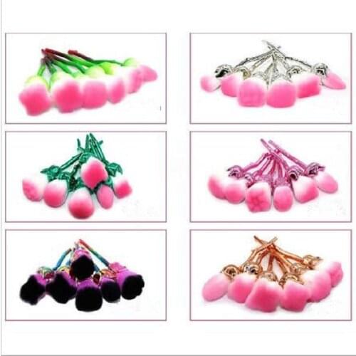 2021 New 6pcs Rose Shape Makeup Brushes Gold pink green Foundation Powder Make Up flower Brushes Set Beauty Blush Brush