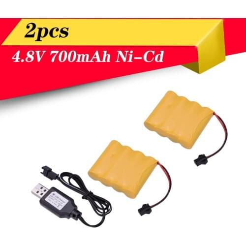 2pcs 4.8V 6V 7.2V 9.6V 700mAh Ni-Cd AA Battery Pack Rechargeable For Remote Control Electric Car Toys SM-2P Plug Nicd Battery
