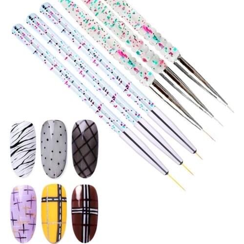 3Pcs Acrylic French Stripe Nail Art Liner Brush Set 3D Tips Manicure Ultra-thin Line Drawing Pen UV Gel Brushes Painting Tools