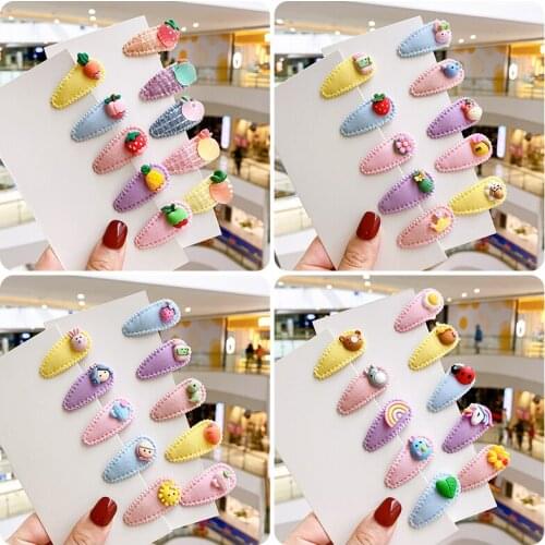 5/10/15 Pcs/Set Baby Girls Cute Cartoon Fruit Flower Ornament Hair Clips Children Lovely Sweet Hairpins Kids Hair Accessories