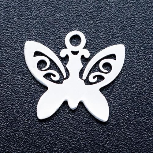 5pcs/lot 316L Stainless Steel Butterfly DIY Charm Pendant Wholesale Pendants for Necklaces Dropshipping Charms for Necklaces