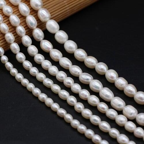 AA Natural Freshwater Pearl Beads White Rice Shape Punch Loose Beads for Jewelry Making DIY Elegant Necklace Bracelet Accessory
