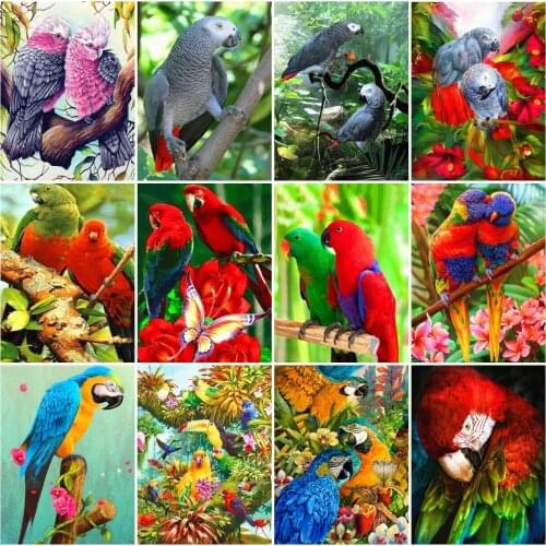 AZQSD Diamond Embroidery Parrot Bird Mosaic Handmade 5D Diamond Painting Animal Cross Stitch Rhinestones Home Decor Gift