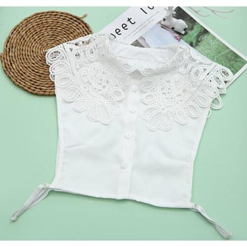 Ladies Half Shirt False Collar Women White Female Solid Lapel Blouse Tops Detachable Collar Faux Col Tie Removable Fake Collar