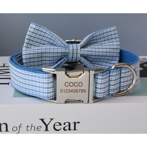 Grid 12 Puppy Small Medium Large Cat Dog Collars Custom Engraved Name ID Tag Adjustable Nylon Collars Personalized Unisex Dogs