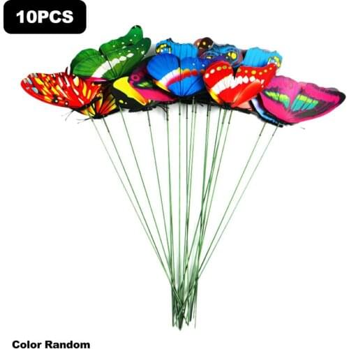 10Pcs/lot Artificial Butterflies Garden Decoration Outdoor 3D Simulation Butterfly Stakes Yard Plant Lawn Decor Stick