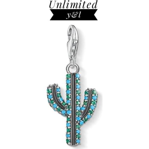 Cactus Charms DIY Jewelry Making 925 Sterling Silver Blue Green CZ Thomas Style Bracelet Necklace Women Men 2019 New Arrivals