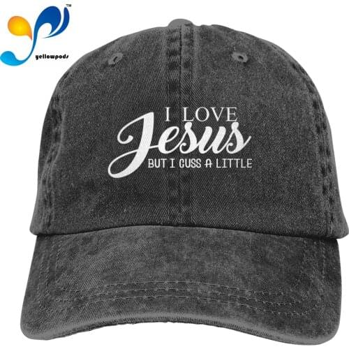 Washed Wave Dad Hat I Love Jesus But I Cuss Little Cotton Baseball Cap Hip Hop Cap Snapback Hat Sports Cap