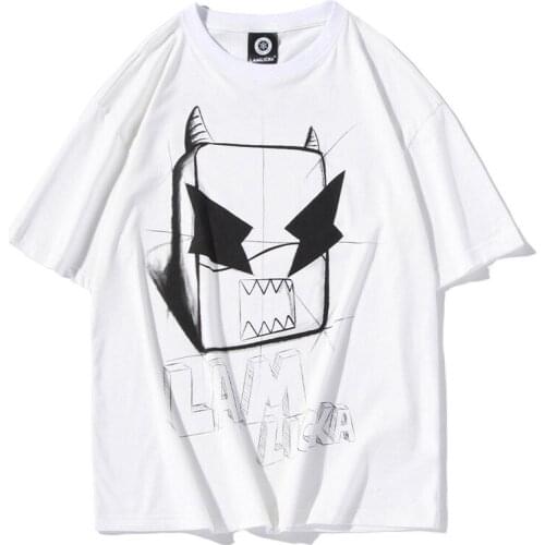 2020 Summer New Arrival T Shirt Hip Hop O-neck Cotton Casual Print Cartoon Devil Short Sleeve Youth Loose Mens Pure T-shirt