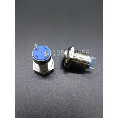10pcs 12mm metal button switch, no lamp, high head, reset point, move normally, two welding feet, no lock