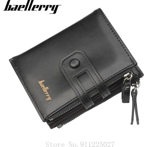 Men Short Wallets Double Zipper Fashion Business Coin Purse Multifunction High Quality PU Leather Card Holders Hasp Money Bag