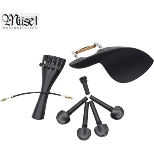 Black 4/4 Violin Accessory Kit Chin Rest Chinrest with Tuning Peg Tailpiece Fine Tuner Tailgut Endpin violin accessories 4/4