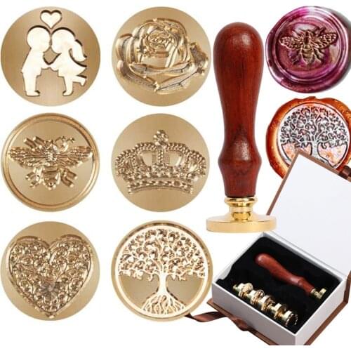 Wax Seal Stamp Plant Flower Retro Paint Wax Stove DIY Envelope Stamps Set Wedding Invitations Sealing for Scrapbooking Decor